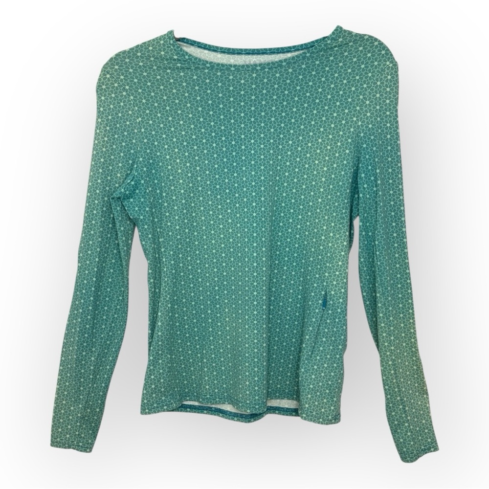 Hang Ten Long Sleeve Rash Guard Shirt Green Floral Print XS